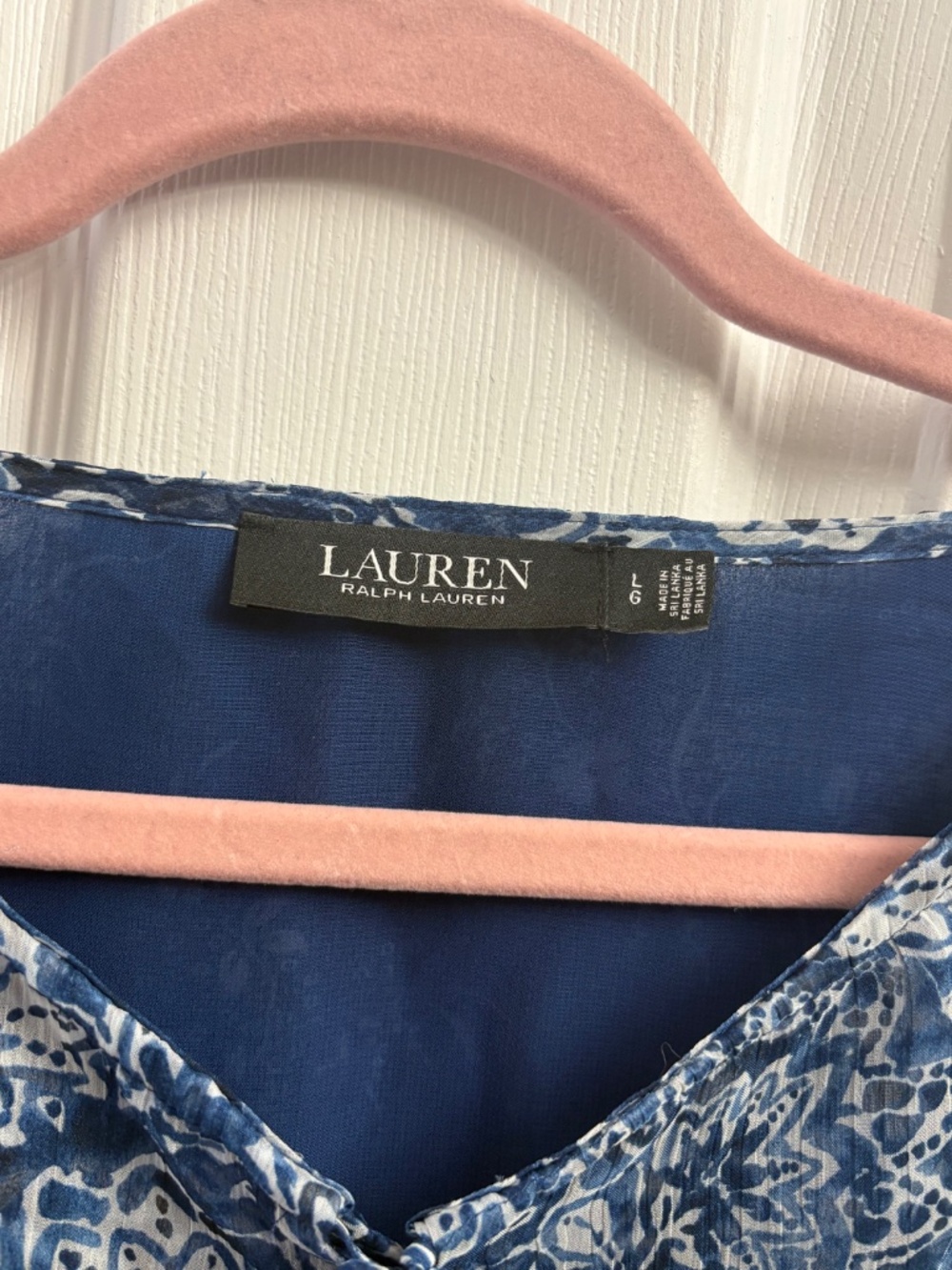 Women's Lauren Ralph Lauren Blue and White Floral Print Boho Blouse - Picture 6 of 6
